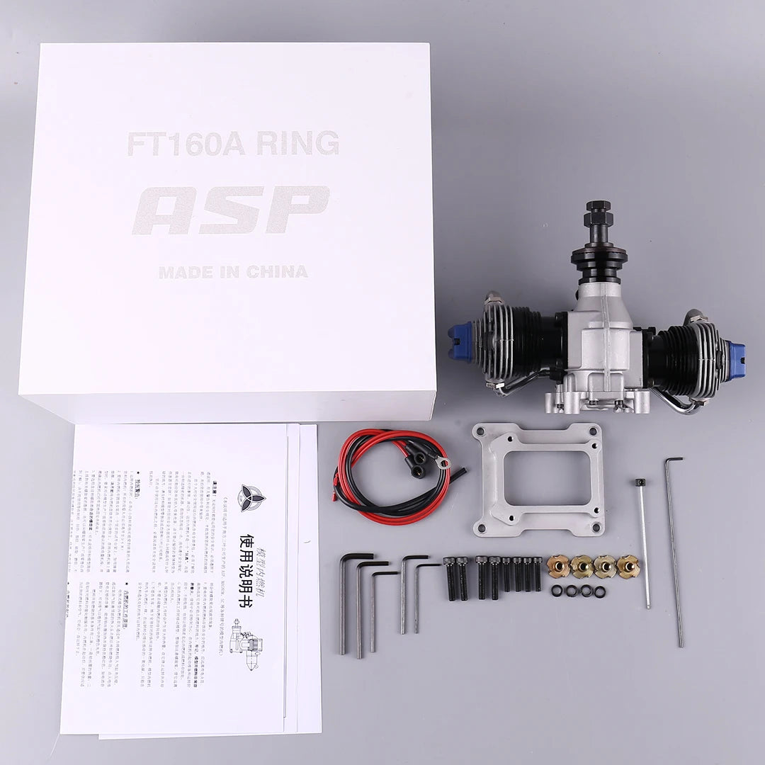 ASP FT160AR Dual Cylinder Methanol Engine Four Stroke for Fixed Wing Remote-Controlled Aircraft