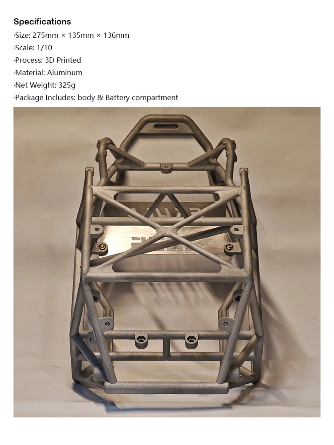 Skull 3D Printed Aluminum Alloy Pipe Frame Battery Compartment for 1/10 SCX10 VS4-10 Rc Rock Crawler Op