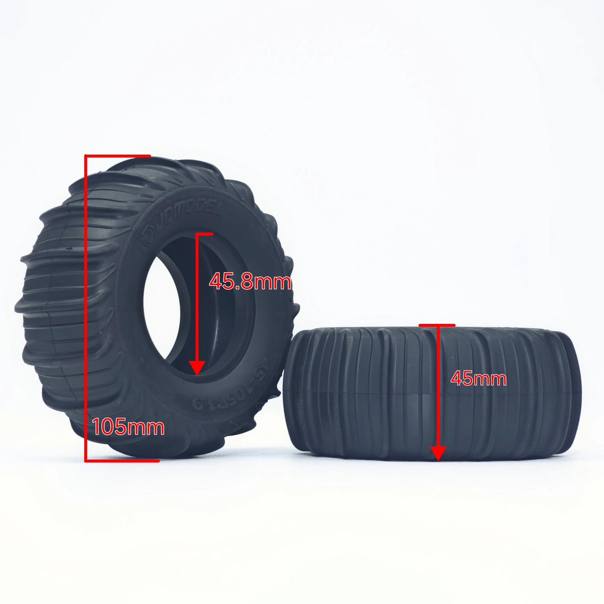 2 PCS 1/10 RC Electric Buggy Baja Front Ribbed Tires and Sand Paddle Tire JDMODEL JDM-258CD for Electric Off-Road RC Car