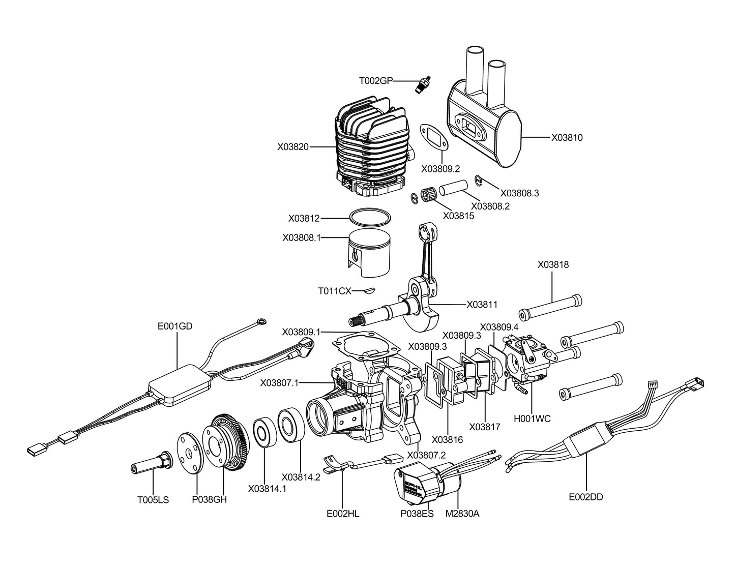 Ephil XG-38cc-R Pro RC Aircraft Engine WITH Electric Starter