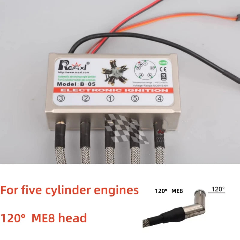 RCEXL Automatic Advancing Angle Electronic Ignition for CDI 3/4/5/7/9 Cylinders Engine CM-6/ME8 Head Igniter with Sensing Cable