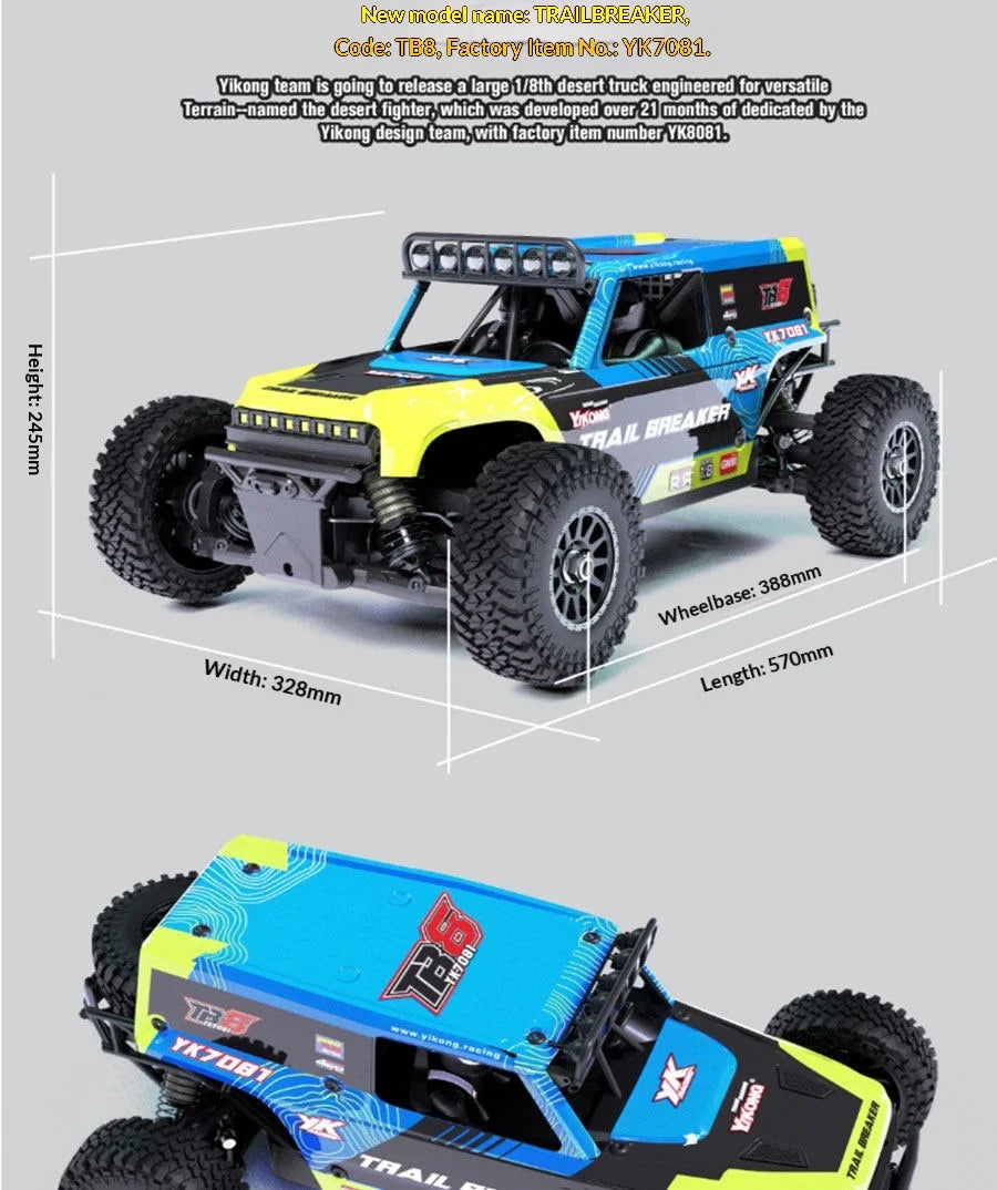 YK 7081 TB8 1/8  4WD Brushless Rc Desert Truck RTR