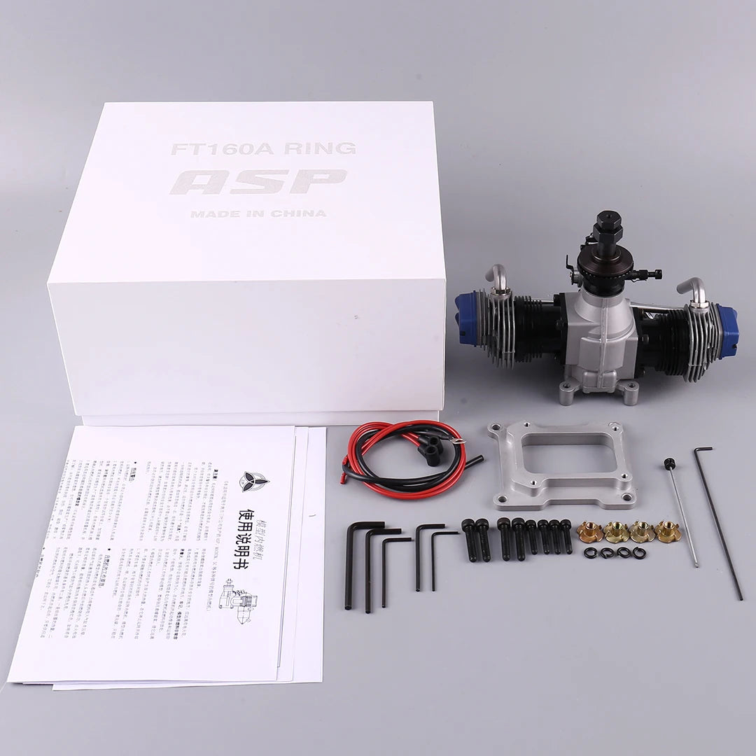 ASP FT160AR Dual Cylinder Methanol Engine Four Stroke for Fixed Wing Remote-Controlled Aircraft