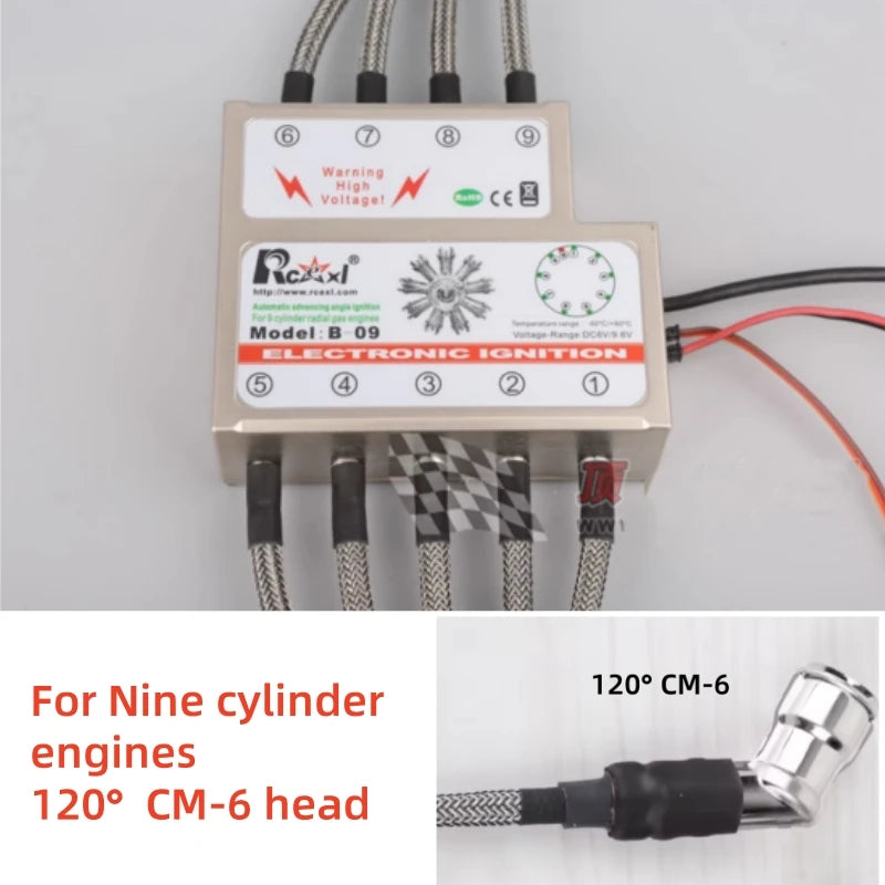 RCEXL Automatic Advancing Angle Electronic Ignition for CDI 3/4/5/7/9 Cylinders Engine CM-6/ME8 Head Igniter with Sensing Cable