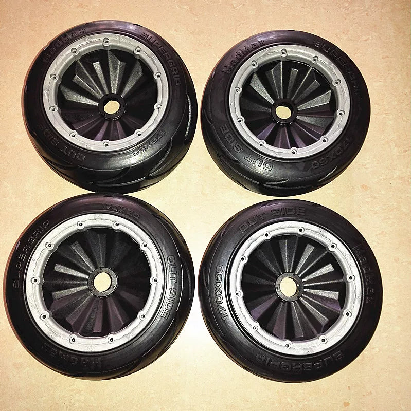 MADMAX 1/5 BAJA Fully Enclosed Wheel Hub Skinhead Tire Super Grip 4pcs