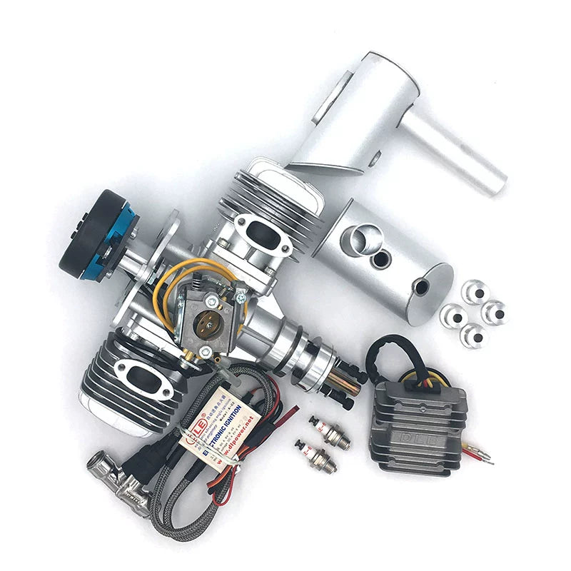 DLE60 RC Model Aircraft Gasoline Engine Two-cylinder Two-stroke with Power Generation System 180W 60CC Displacement