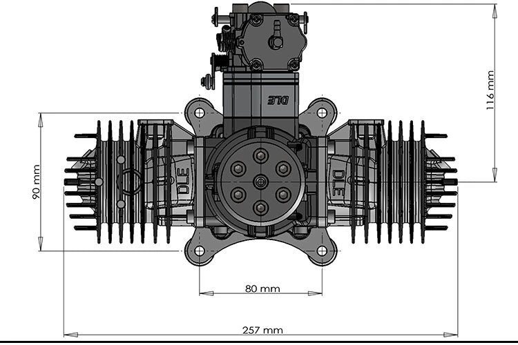 DLE 222 RC Fixed-wing Aircraft Gasoline Engine Four-cylinder Two-stroke Side Exhaust 220cc Displacement