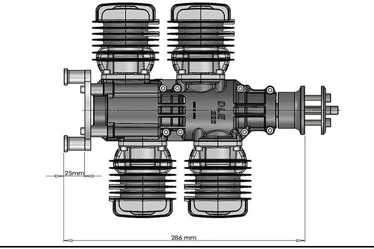 DLE 222 RC Fixed-wing Aircraft Gasoline Engine Four-cylinder Two-stroke Side Exhaust 220cc Displacement