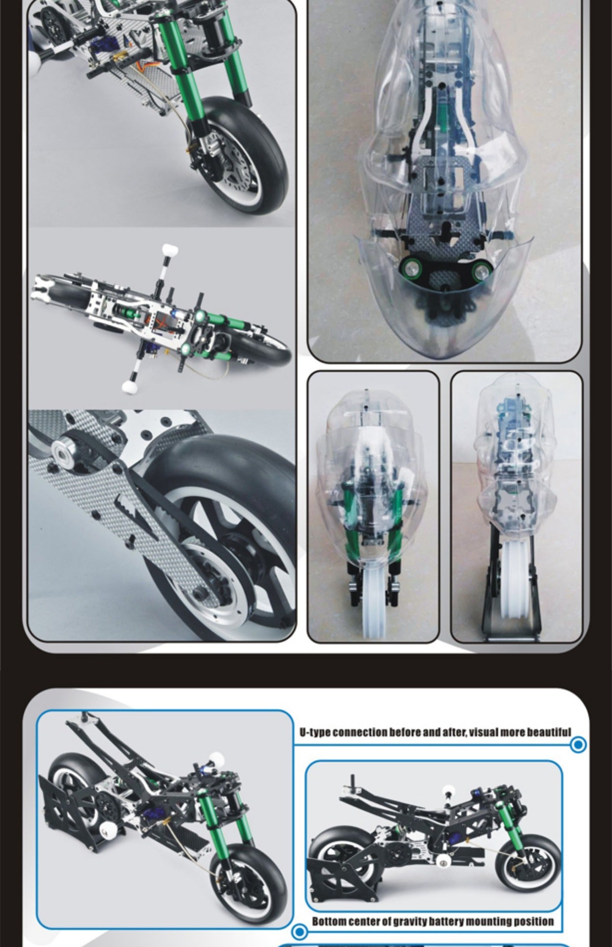 FIJON FJ913 1/5 RC Carbon Fiber Racing Motorcycle KIT