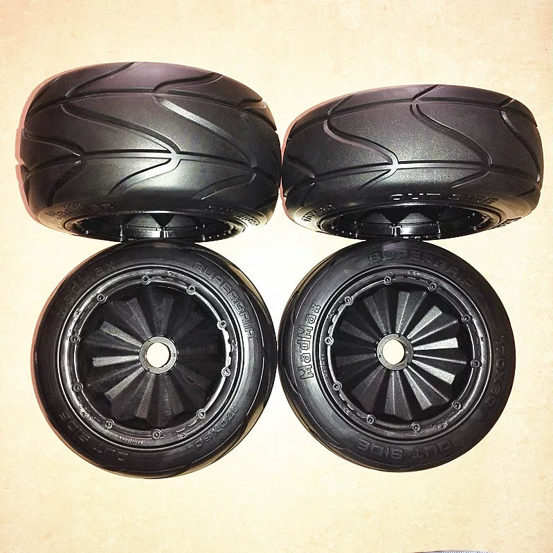 MADMAX 1/5 BAJA Fully Enclosed Wheel Hub Skinhead Tire Super Grip 4pcs