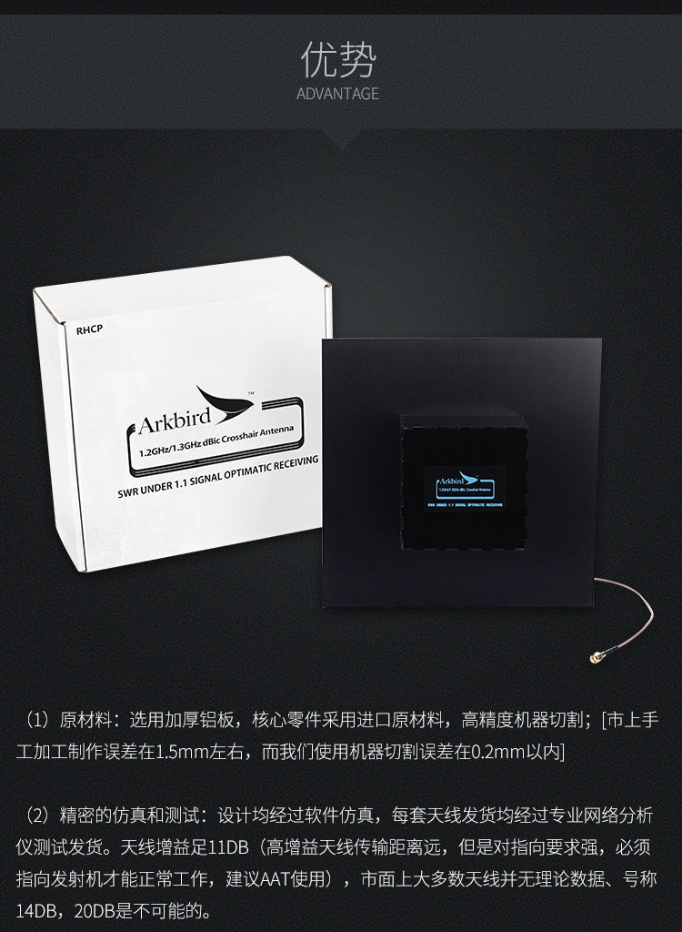 Arkbird 1.2G/2.4G Cross Plate Antenna 5.8GHz Image Transmission AAT