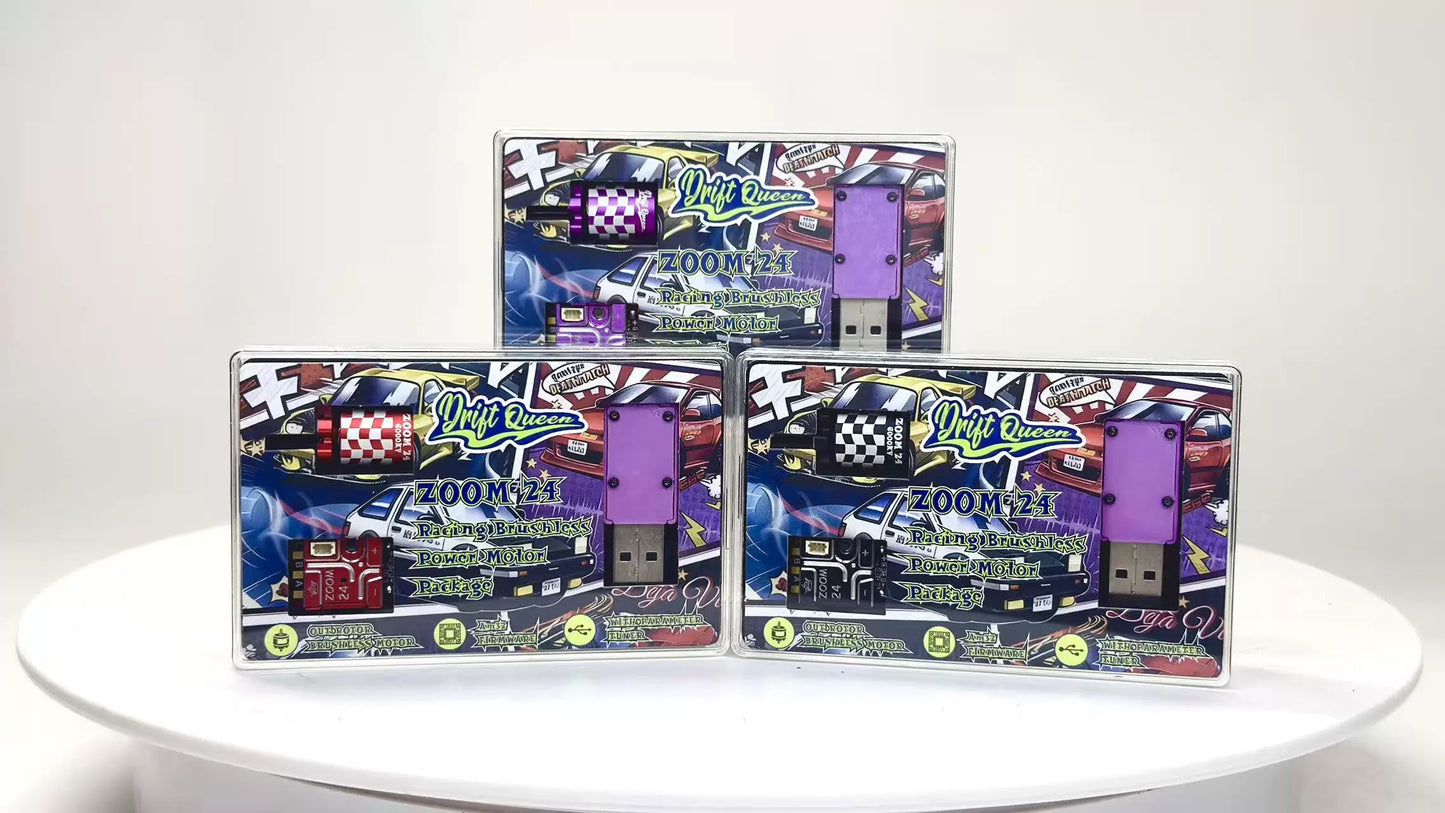DRIFT QUEEN ZOOM-24 Metal Steering Gear Gyroscope Sensory Brushless External Rotor Motor Power Set for 1/24 Rc Drift Car