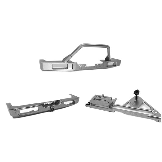 CAPO SIXER1 Samurai Jimney Rc Car Front Bar Rear Bar Spare Tire Rack Silver Set