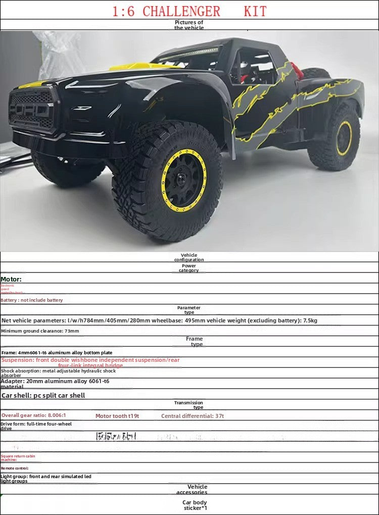 TRACTION HOBBY KM 1/6 CHALLENGER RC CAR KIT